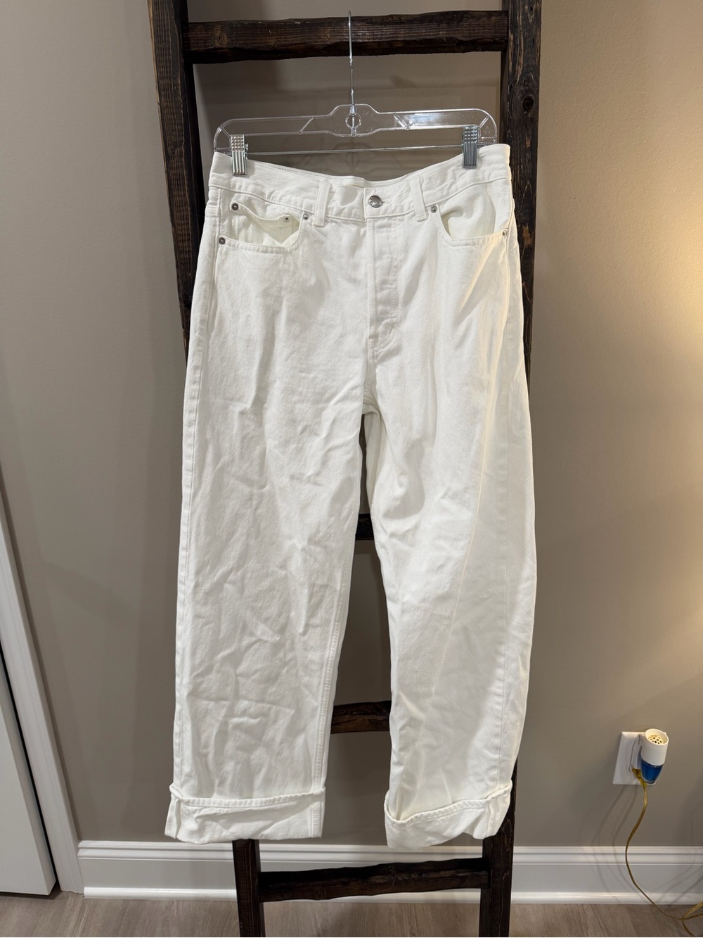 Madewell White Low-Slung Baggy Button Fly Jeans